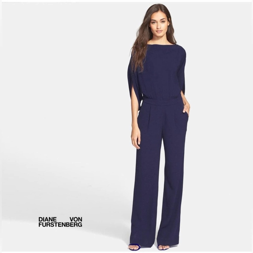 Diane von Furstenberg Dezi Wide Leg Jumpsuit in Midnight